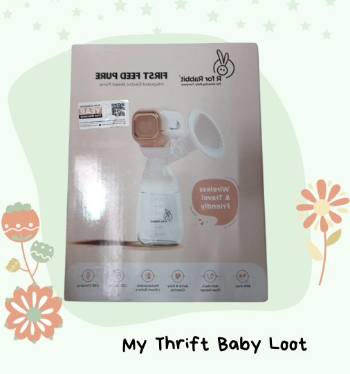 preloved breast pump, secondhand electric breast pump India, used baby feeding gear, thrifted R for Rabbit pump, preowned nursing accessories, eco-friendly baby gear, sustainable feeding products, used electric breast pump India, thrift store baby feeding items, preloved R for Rabbit breast pump